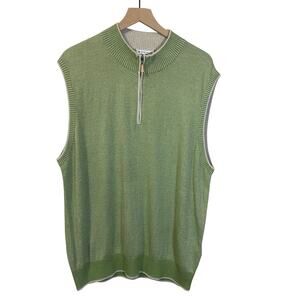 Peter Millar NWT Green Chevron Silk Cotton Cashmere Blend Vest Sz XL 1/4 Zip